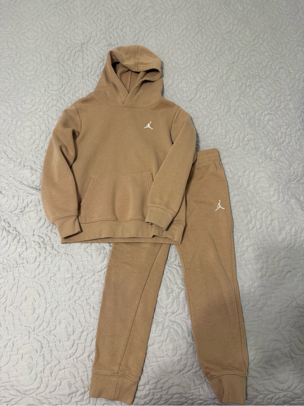 Jordan Kids Tan Hoodie & Joggers Set with White Jumpman